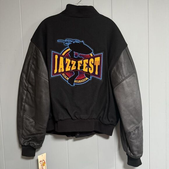 Other - Vintage New Orleans Jazz Fest Wool and Leather Varsity Style Jacket Size Large